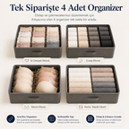 Premium Bölmeli Dolap ve Çekmece Düzenleyici Organizer (4’lü)